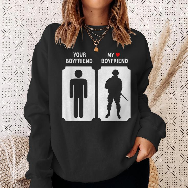 My Boyfriend Is In Military Soldier Veteran Proud Girlfriend Sweatshirt Gifts for Her