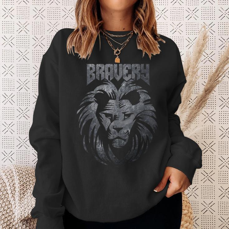 Bravery Courage Lion Mane Animal Big Cat Grey Sweatshirt Gifts for Her