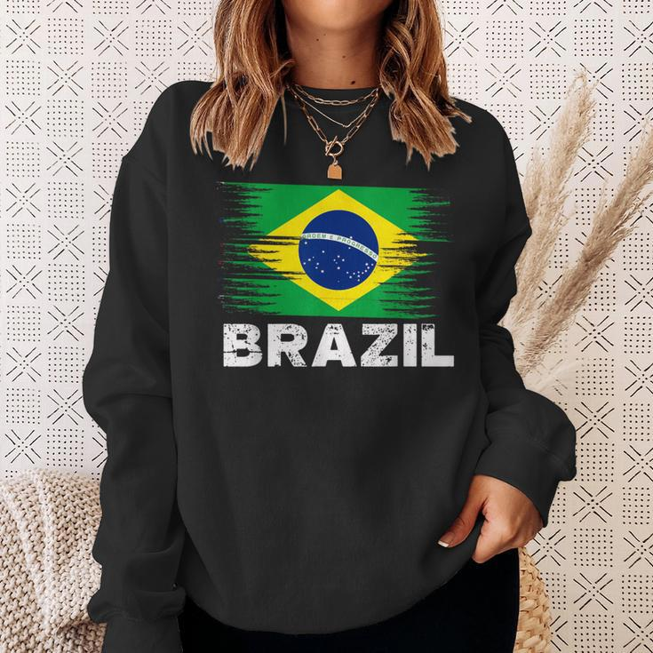 Brazil Brazilian Flag Sports Soccer Football Sweatshirt Gifts for Her