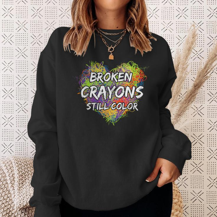 Broken Crayons Still Color Colorful Mental Health Awareness Sweatshirt Gifts for Her