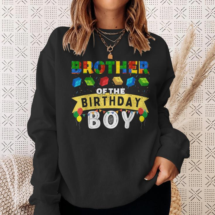 Brother Of The Birthday Boy Building Blocks Master Builder Sweatshirt Gifts for Her