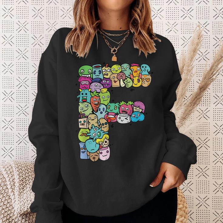 Buchstabe F Monsters Alphabet Name Initiale Niedlich Monogrammiert Sweatshirt Geschenke für Sie