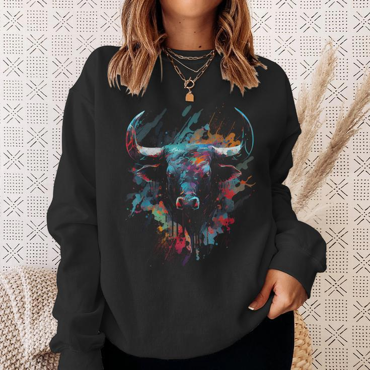 Bull Colorful Bull Riding Meat Favorite Animal Bull Fan Sweatshirt Gifts for Her