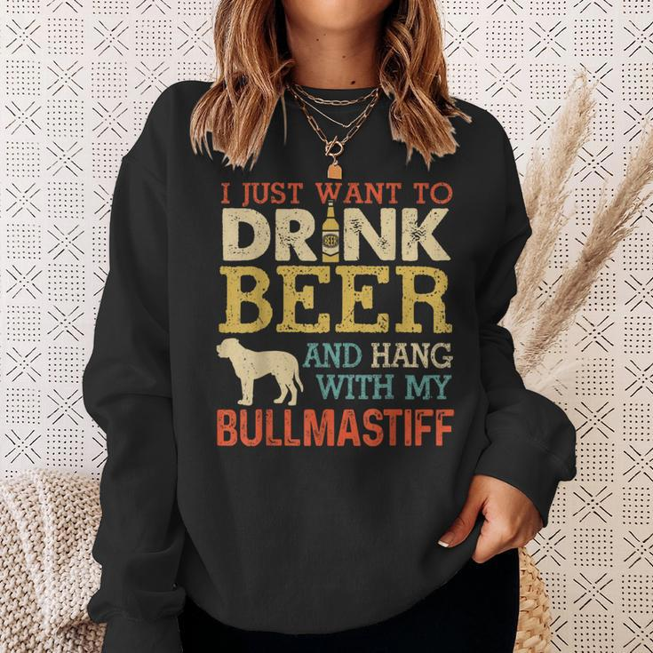 Bullmastiff Dad Drink Beer Hang With Dog Vintage Sweatshirt Gifts for Her