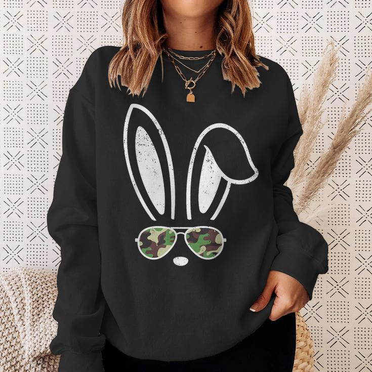 Bunny Ears Retro Sunglasses Easter Camo Camouflage Sweatshirt Gifts for Her