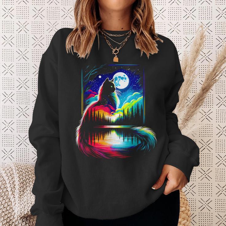 Bunte Katze Geist Tier Katze Besitzer Coole Illustration Kunst Sweatshirt Geschenke für Sie