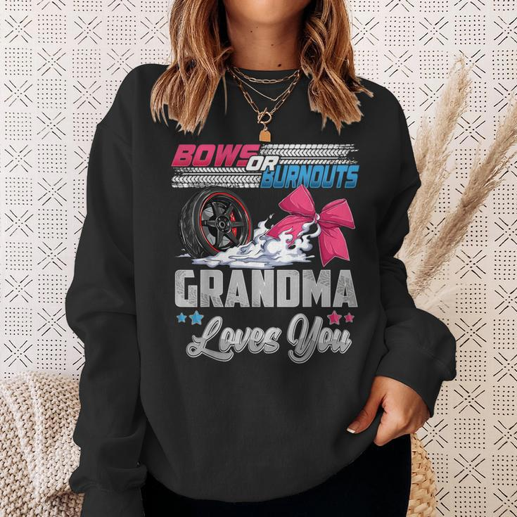 Burnouts Or Bows Gender Reveal Party Announcement Grandma Sweatshirt Gifts for Her