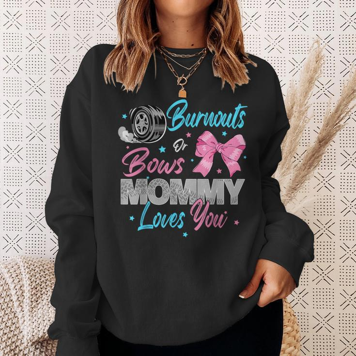 Burnouts Or Bows Mommy Loves You Gender Reveal Party Sweatshirt Gifts for Her