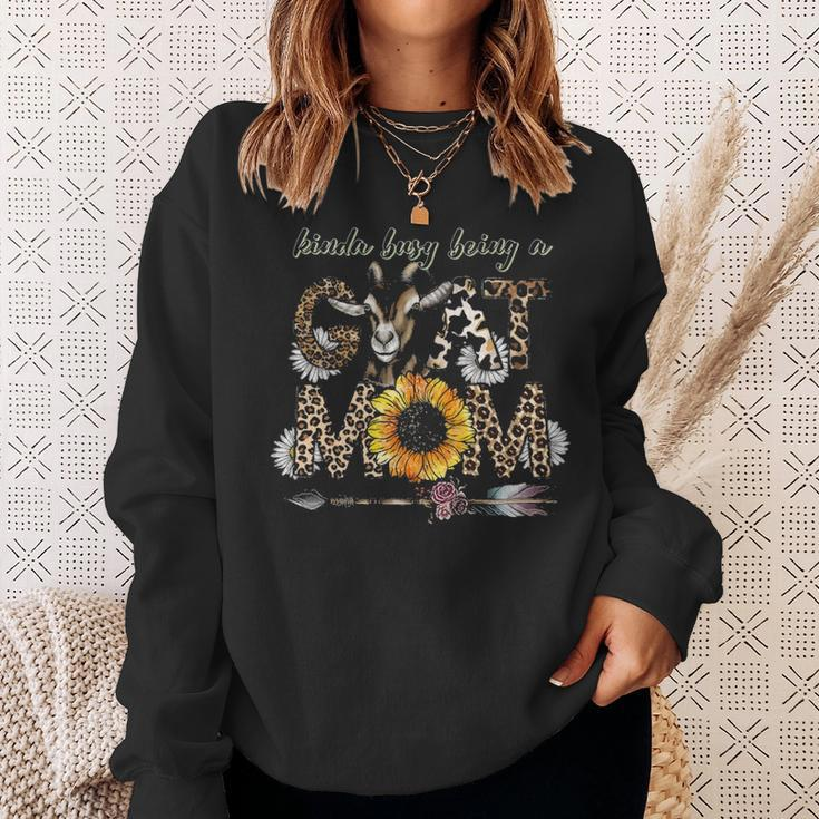Busy Being Goat Mom Cute Mama Farm Animal Sunflower Leopard Sweatshirt Gifts for Her