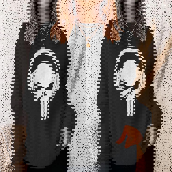 Calavera Dj Con Cascos Dj Skull Headphones Camisa de entrenamiento Regalos para ella