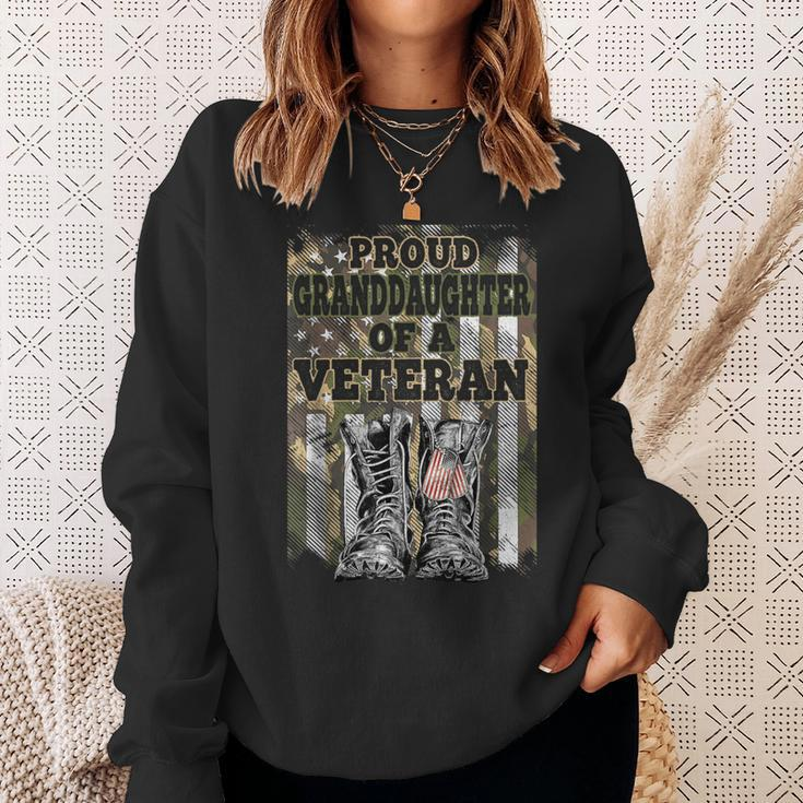 Camouflage American Proud Granddaughter Of The Veteran Sweatshirt Gifts for Her