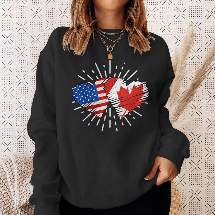 Canada Usa Friendship Heart With Flags Matching Sweatshirt Gifts for Her