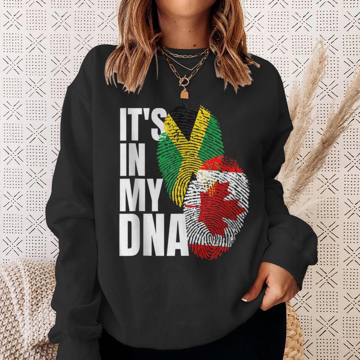 Canadian And Jamaican Mix Dna Flag Heritage Sweatshirt Gifts for Her