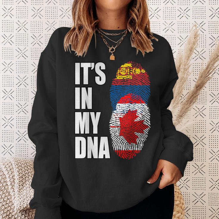 Canadian And Mongolian Mix Dna Heritage Flag Sweatshirt Gifts for Her