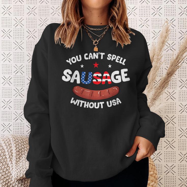 You Can't Spell Sausage Without Usa Patriotic American Flag Sweatshirt Gifts for Her