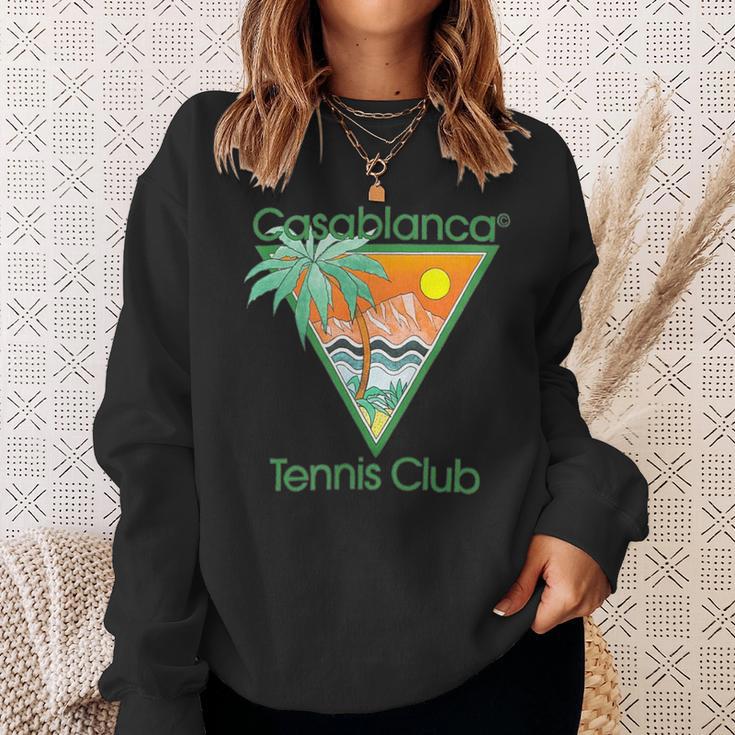 Casablanca Tennis Club Sweatshirt - Tropisches Palmen & Sonnenuntergang Design Geschenke für Sie