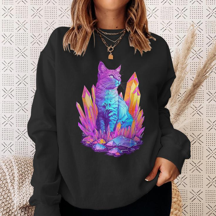 Cat With Crystals Sweatshirt Gifts for Her