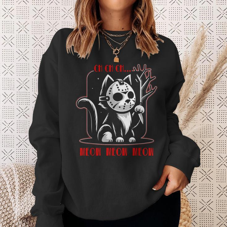 Graphic Cat Animal Horror Movie Cute Kitten Meow Sweatshirt Gifts for Her