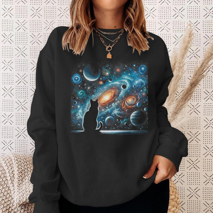 Cat Galaxy Cat Lover For Cat Dad Cat Mom Kid Sweatshirt Gifts for Her