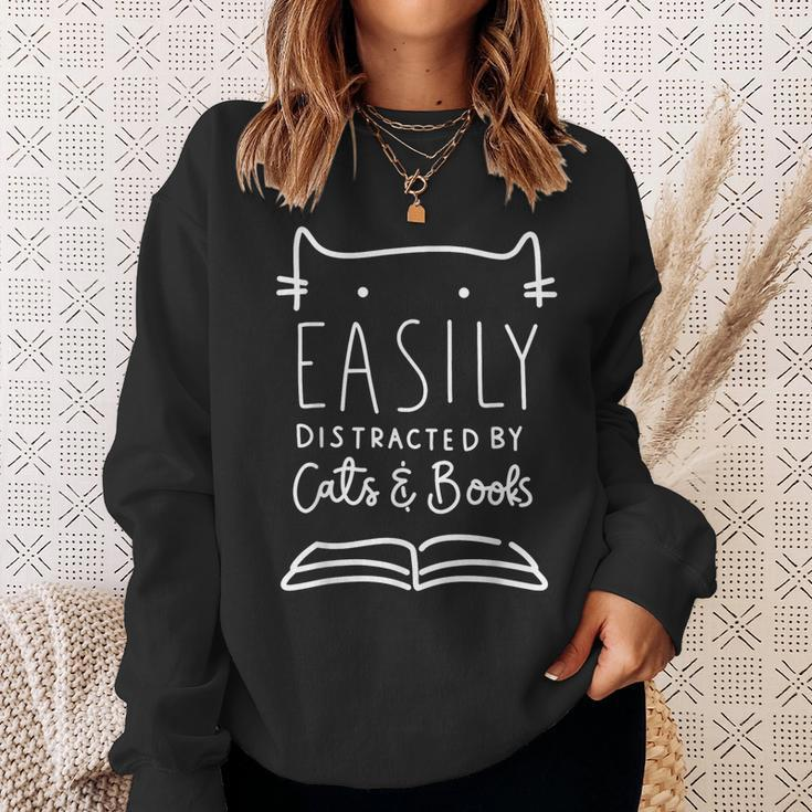 Cat Lover Cats And Books Book Lover Reading Lover Cat Sweatshirt Gifts for Her