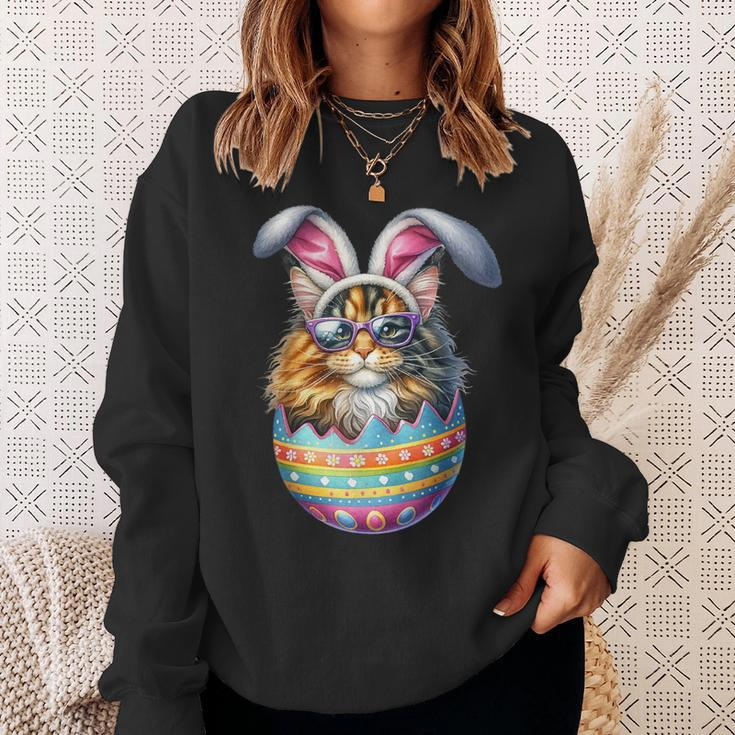 Cat Lover Easter Egg Happy Easter Bunny Ears Sweatshirt Gifts for Her