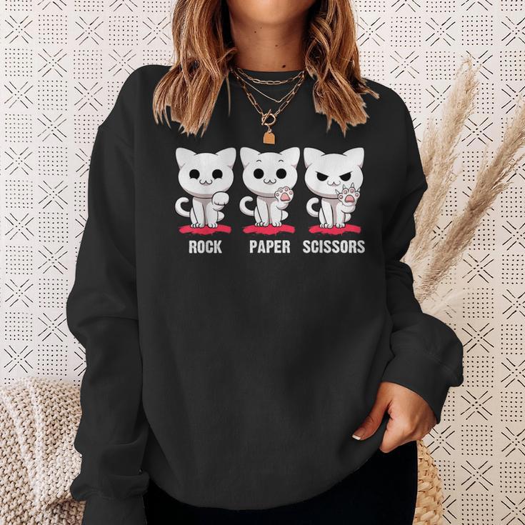 Cat Rock Paper Scissors Cute Cat Paws Cat Kitty Lover Sweatshirt Gifts for Her