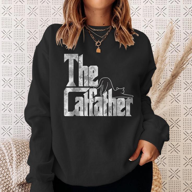 The Catfather Black Cat Father Mafia Whiskers Male Daddy Sweatshirt Gifts for Her