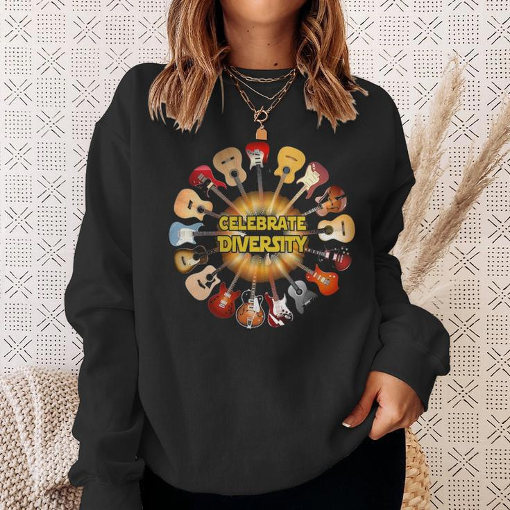 Celebrate Diversity Guitar Sweatshirt Gifts for Her