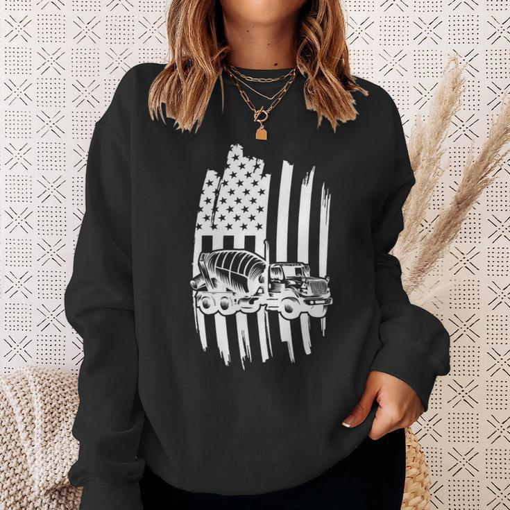 Cement Mixer Truck Usa Flag American Themed Decor Sweatshirt Gifts for Her
