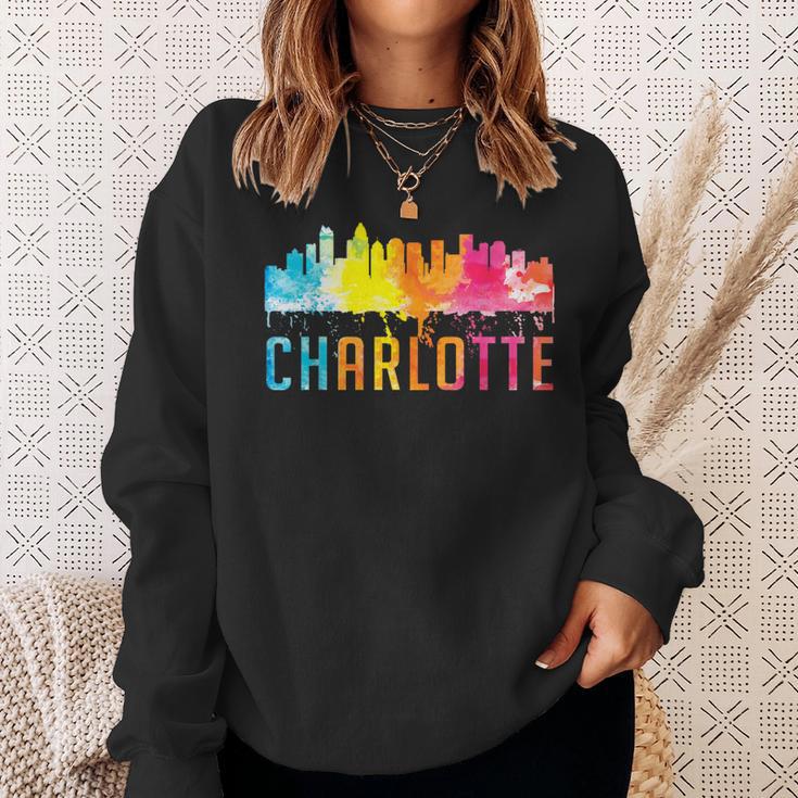 Charlotte North Carolina Watercolor Skyline Souvenir Sweatshirt Gifts for Her