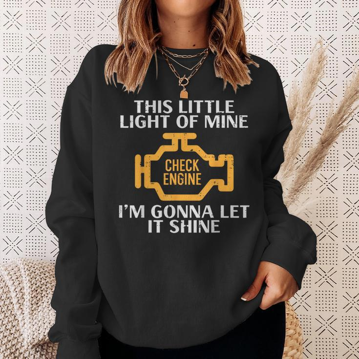 Check Engine Light Shine Car Auto Mechanic Garage Men Sweatshirt Gifts for Her