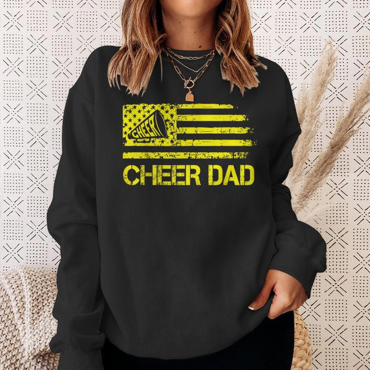 Cheer Dad Cheerleading Usa Flag Fathers Day Cheerleader Sweatshirt Gifts for Her