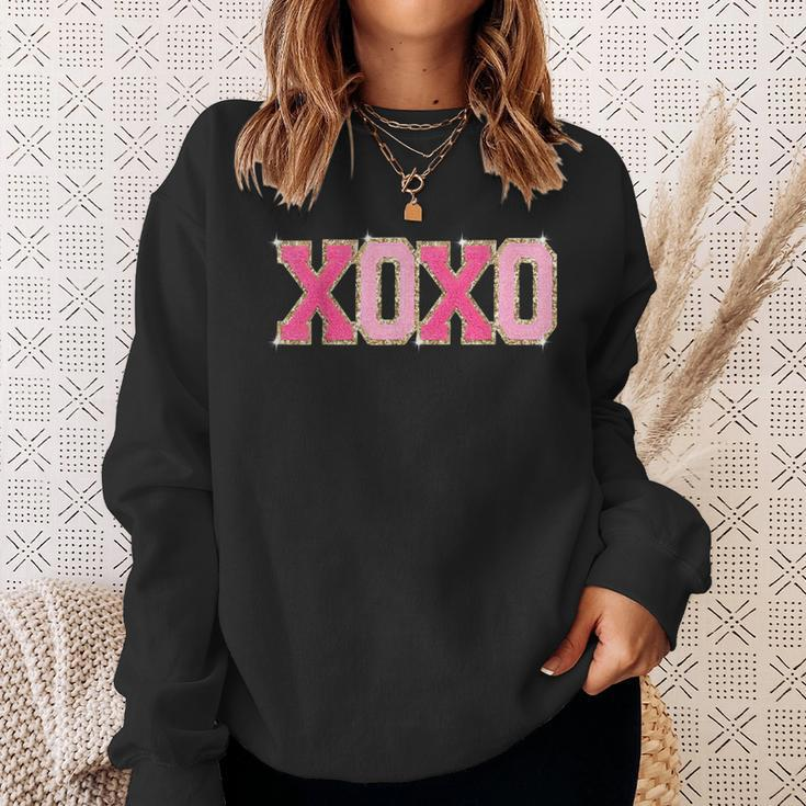 Chenille Patch Sparkling Xoxo Valentine Day Heart Love Sweatshirt Gifts for Her