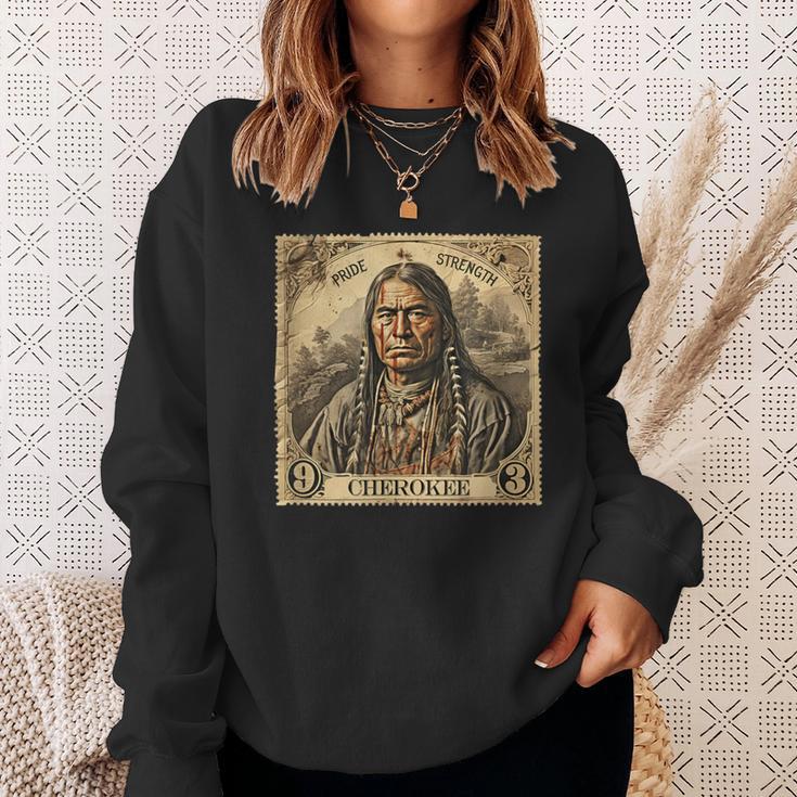 Cherokee Native Indian Retro Stamp Pride Strength Sweatshirt Gifts for Her