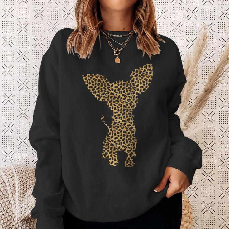 Chihuahua Leopard Print Dog Pup Animal Lover Women Gif Sweatshirt Gifts for Her