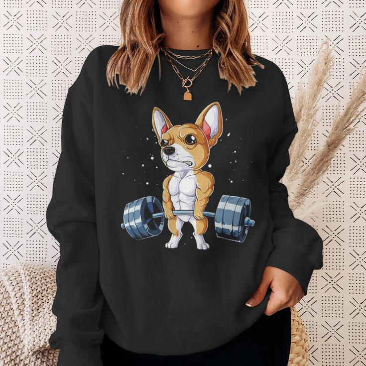 Chihuahua Weightlifting Deadlift Men Fitness Gym Gif Sweatshirt Gifts for Her