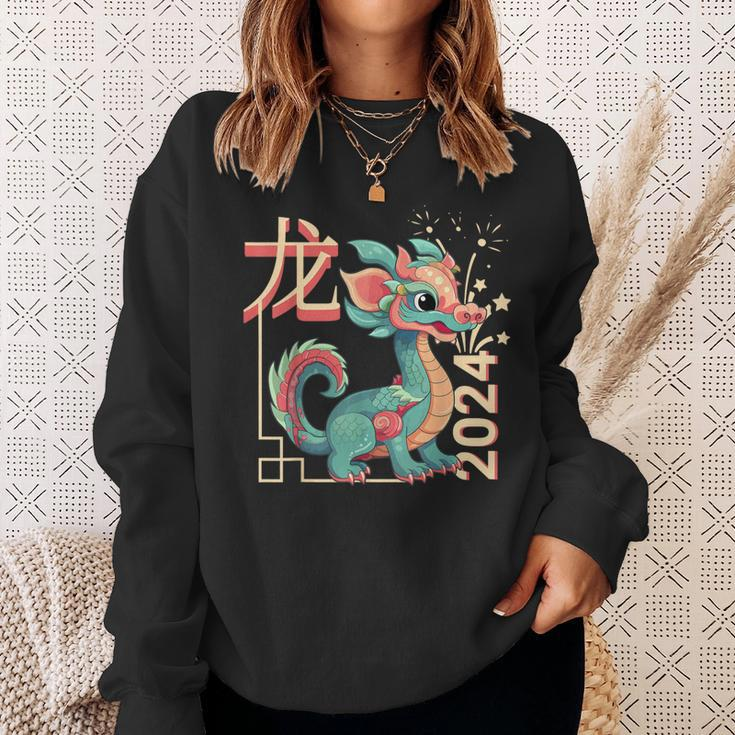 Chinese Dragon Lunar New Year 2024 Green Cute Anime Zodiac Sweatshirt Gifts for Her