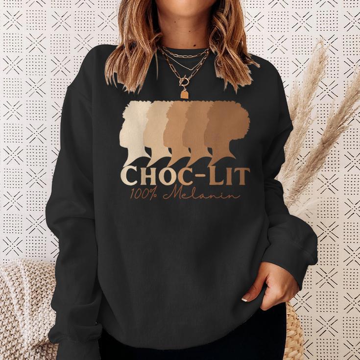 Choc-Lit 100 Melanin Black Pride History Bhm Ethnic Sweatshirt Gifts for Her