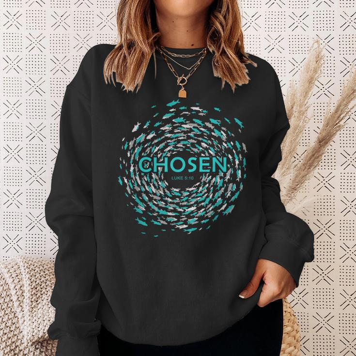 Chosen Jesus' Miracle Of The Fish In Bible Against Current Sweatshirt Gifts for Her