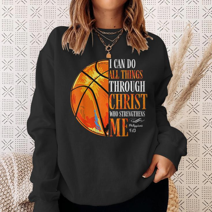 Christian Basketball I Can Do All Things Through Christ Sweatshirt Gifts for Her