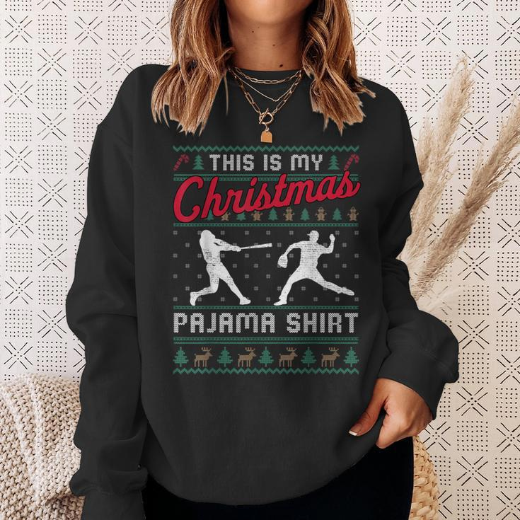 This Is My Christmas Pajama Baseball Ugly Sweater Sweatshirt Gifts for Her