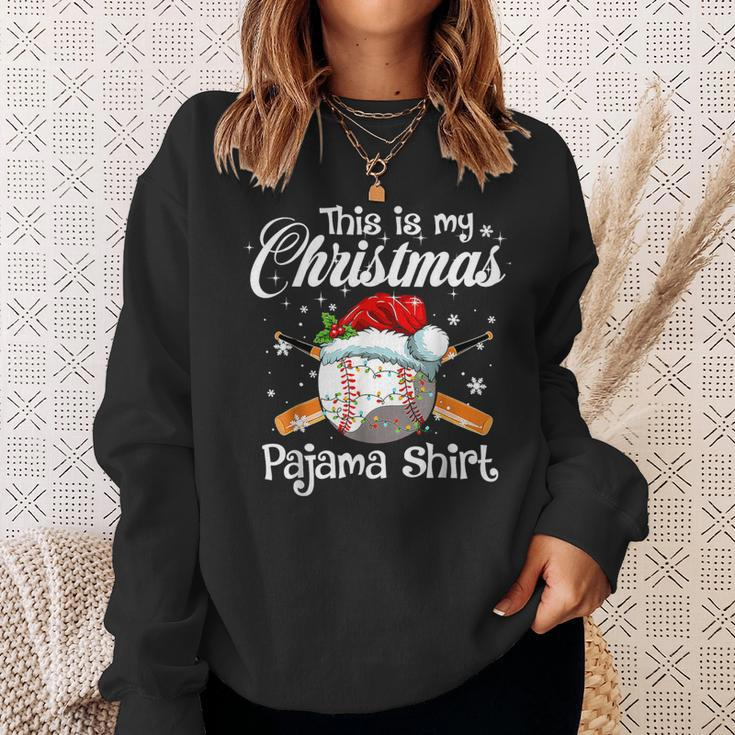 This Is My Christmas Pajama Xmas Baseball Family Matching Sweatshirt Gifts for Her