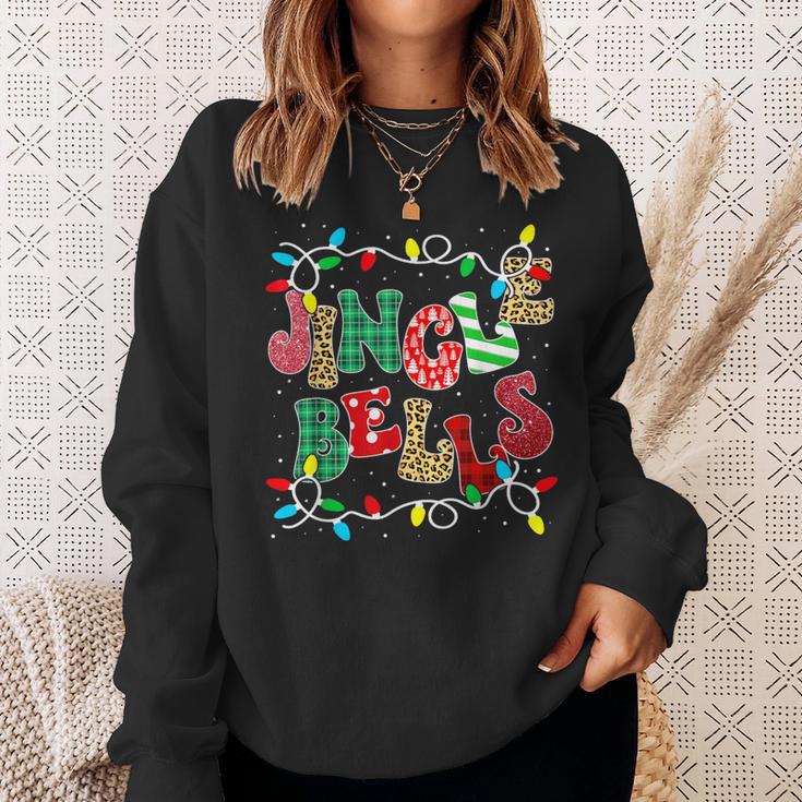 Christmas Red Plaid Jingle Bells Christmas Family Pajama Sweatshirt Gifts for Her