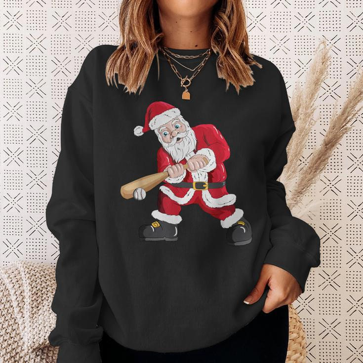 Christmas Santa Claus With Baseball Bat Baseball Sweatshirt Gifts for Her
