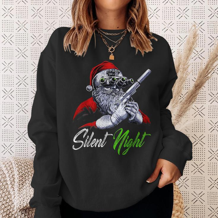 Christmas Santa Claus Guns Silent Night Santa Xmas Matching Sweatshirt Gifts for Her