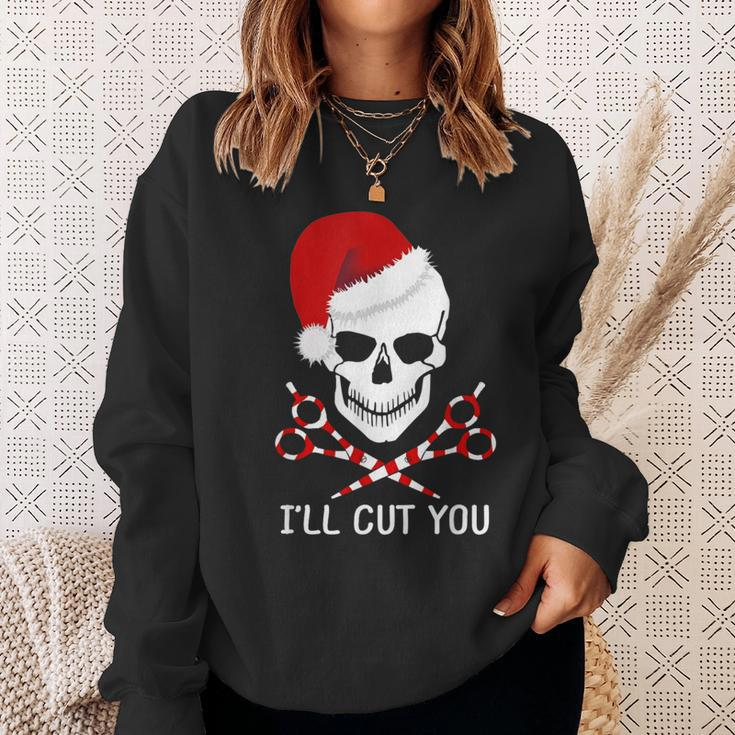 Christmas Skull Hairdresser Hair Stylist Santa Barber Sweatshirt Gifts for Her