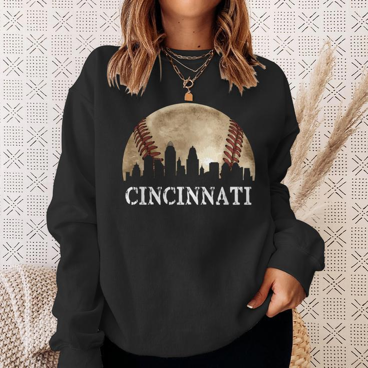 Cincinnati Skyline City Vintage Baseball Lover Sweatshirt Gifts for Her