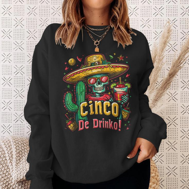 Cinco De Drinko Mexican Skull Fiesta 5 De Mayo Drinking Sweatshirt Gifts for Her
