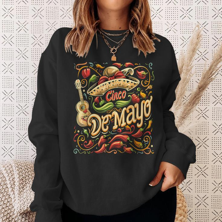 Cinco De Mayo Vintage Mexican Chilli Peppers Style Sweatshirt Gifts for Her