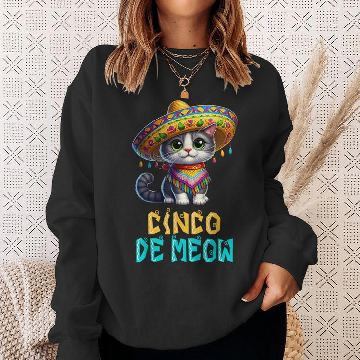 Cinco De Meow With Smiling Cat Lover Sweatshirt Gifts for Her